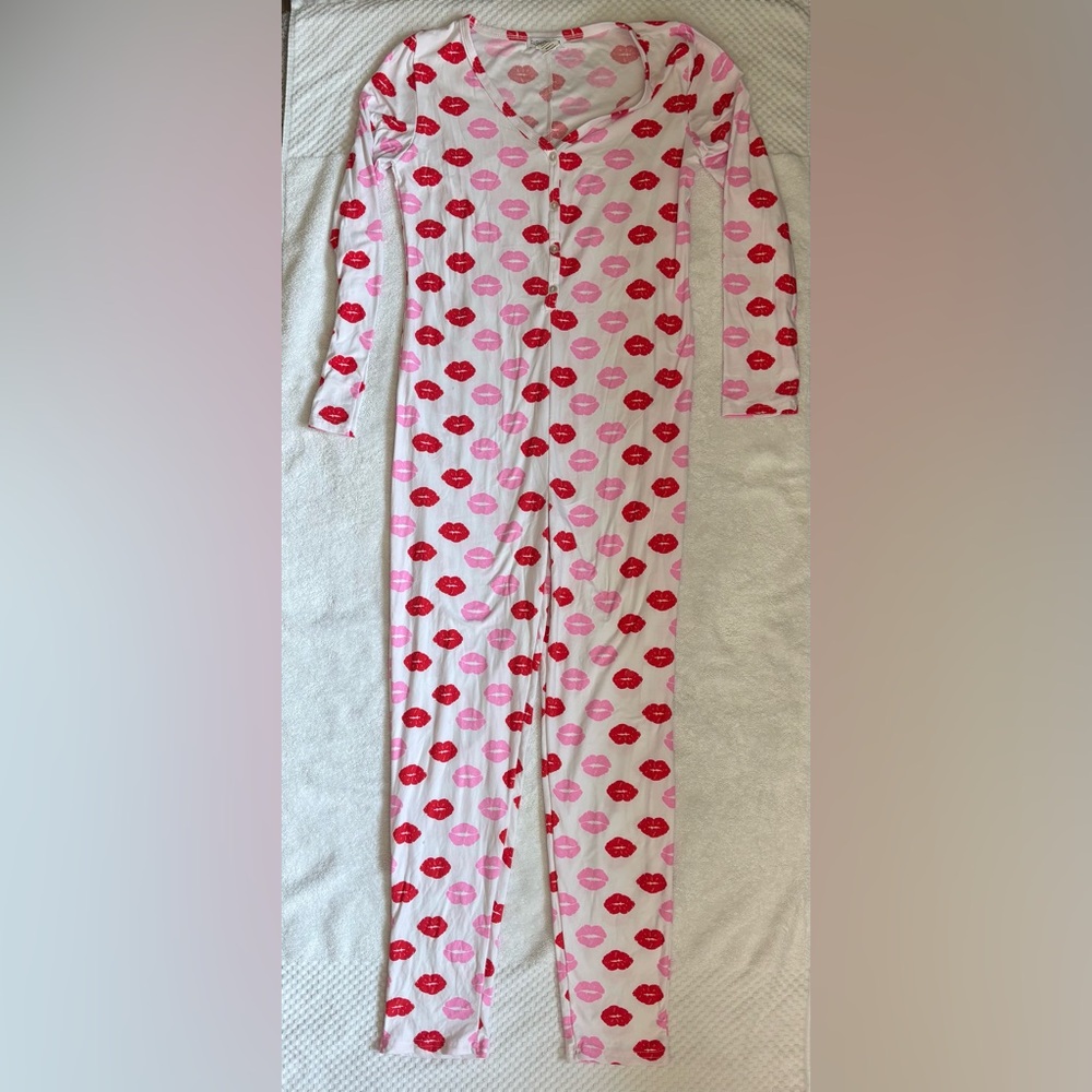 Fashion Nova Red and Pink Pajama Set with Playful Design